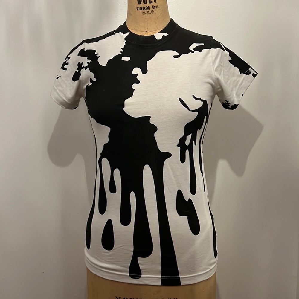 Staple Women’s Black/White Ink Drip Short Sleeve T-Shirt S